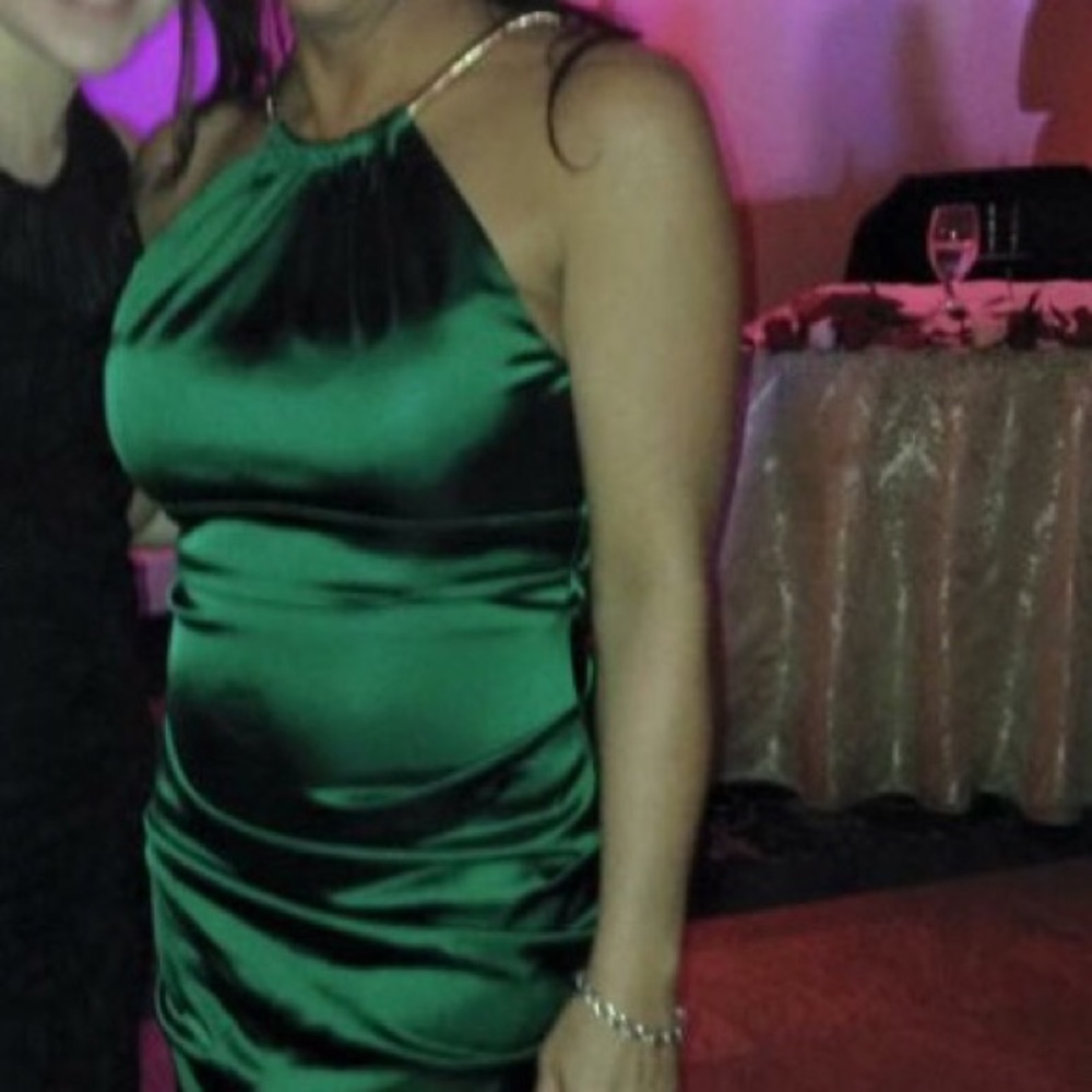 Green halter dress